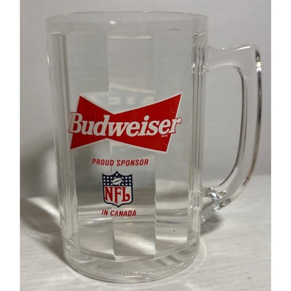 Budweiser NFL Raiders Clear Plastic Mug 4.75 Inches Tall Football Las Vegas - Picture 2 of 6